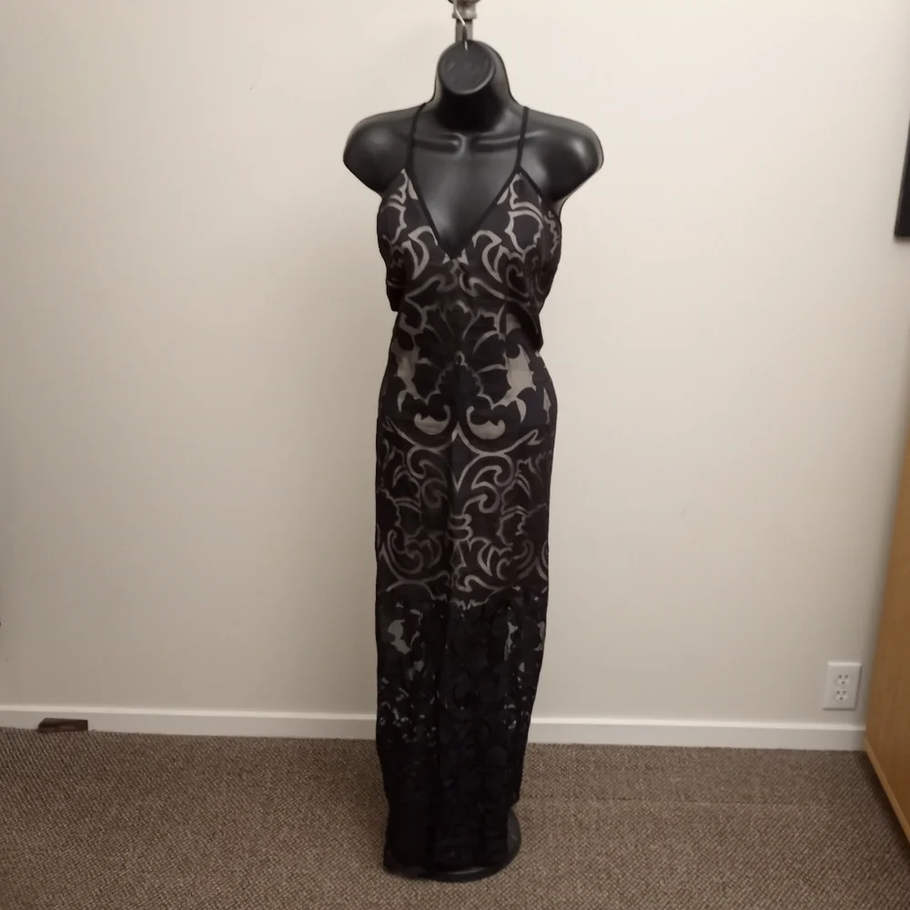 KEEPSAKE THE LABEL Black Sheer Floral Dress - Picture 1 of 4